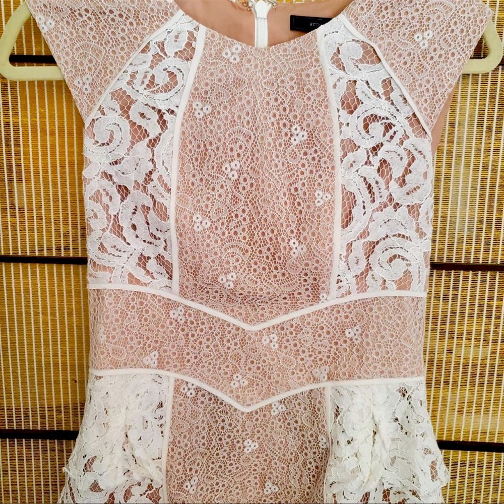 BCBG MAXAZARIA KERRA XS Gardenia Peplum Blouse